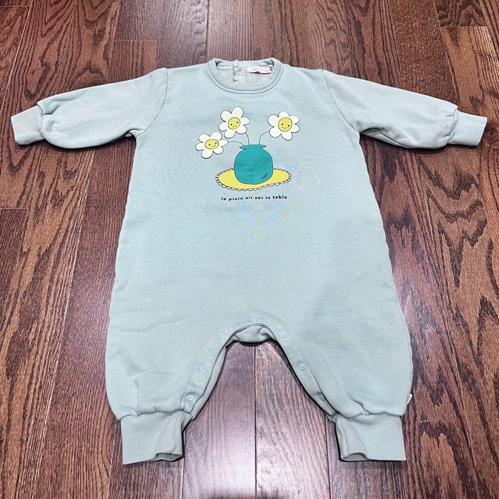 TinyCottons blue flower one piece - size 12M
